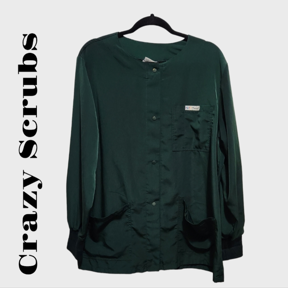 Crazy scrubs green silk shimmer medical scrubs jacket size Large